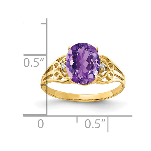 14k 9x7mm Oval Amethyst AAA Diamond ring