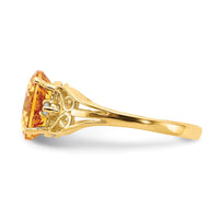 14k 9x7mm Oval Citrine A Diamond ring