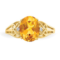 14k 9x7mm Oval Citrine A Diamond ring