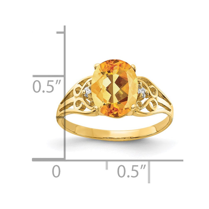14k 9x7mm Oval Citrine A Diamond ring