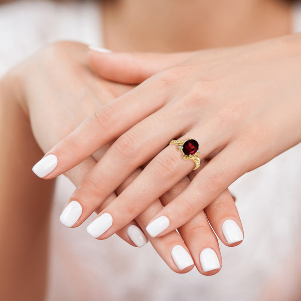14k Garnet Diamond ring