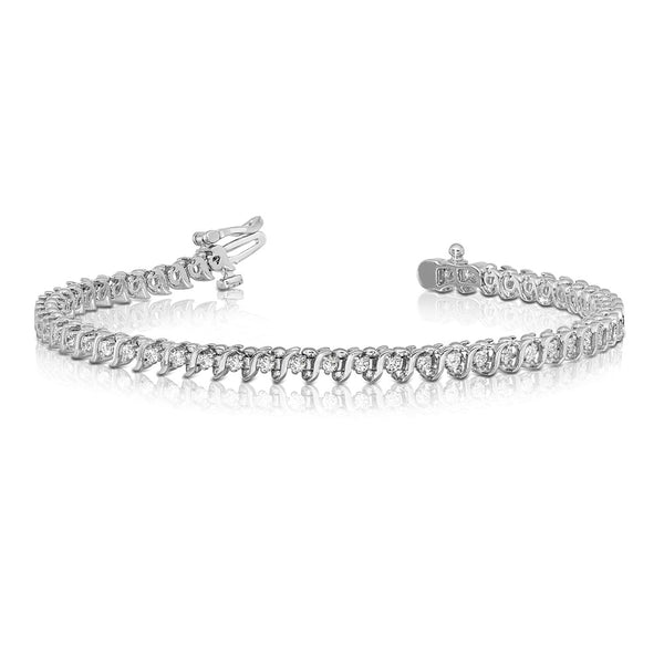 14k White Gold 1.6mm Diamond Tennis Bracelet