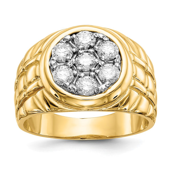 14k Fancy Ridged-Sides Men's Ring Mounting