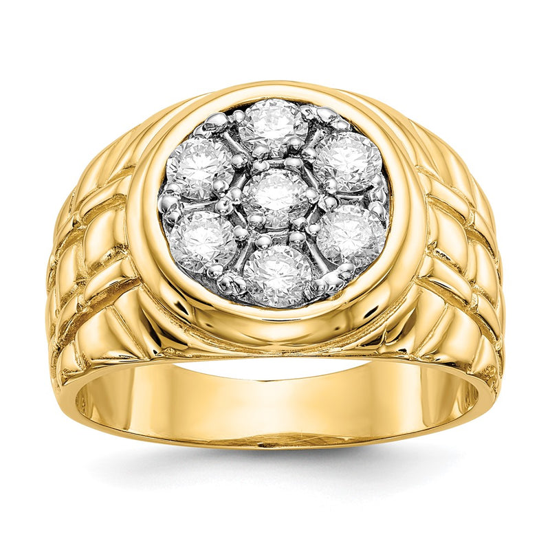 14k Fancy Ridged-Sides Men's Ring Mounting