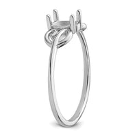 14k White Gold Polished 6x4 Oval Gemstone Ring Mounting