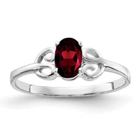 14k White Gold 6x4mm Oval Garnet ring