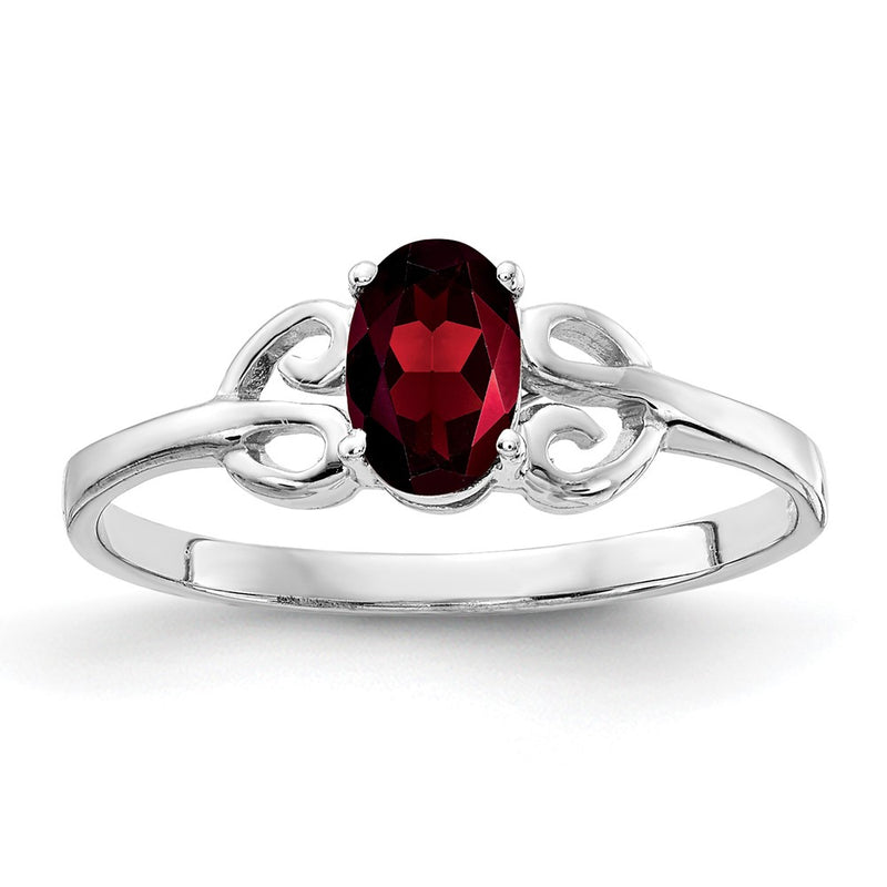 14k White Gold 6x4mm Oval Garnet ring