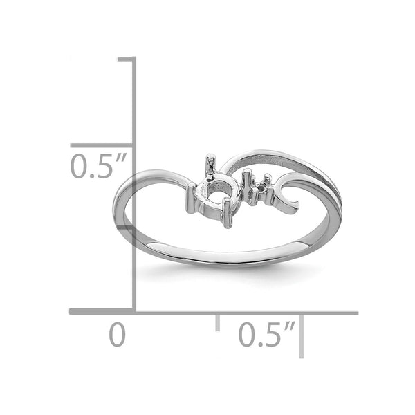 14k White Gold Polished .01ct. Diamond & 4mm Round Gemstone Ring Mounting
