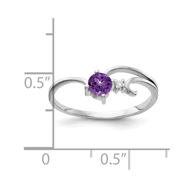 14k White Gold 4mm Amethyst VS Diamond ring