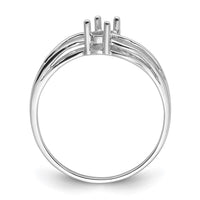 14k White Gold Polished 5x3 Oval Gemstone Wave Ring Mounting