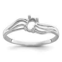 14k White Gold Polished 5x3 Oval Gemstone Wave Ring Mounting