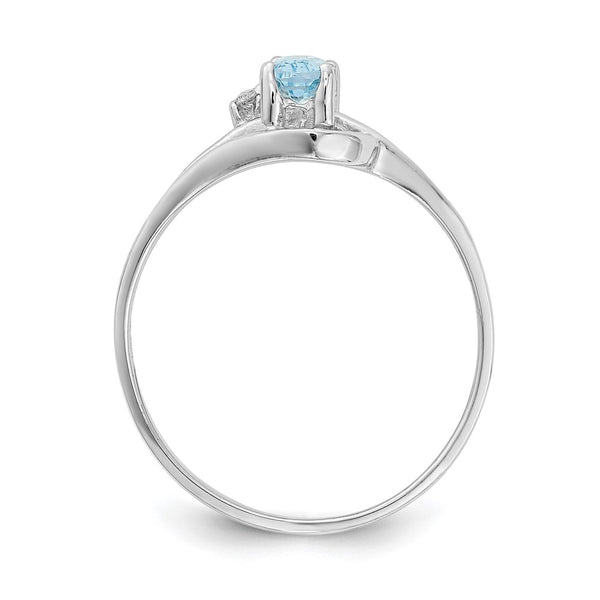 14k White Gold 5x3mm Oval Blue Topaz VS Diamond ring