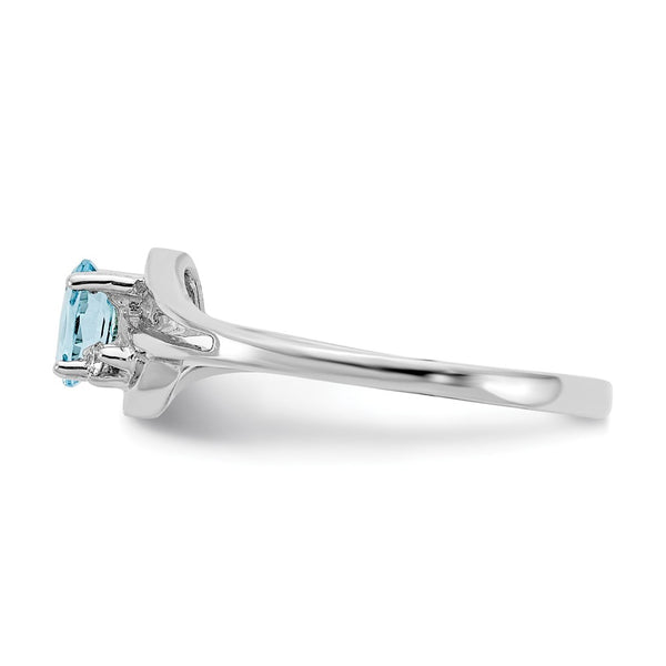 14k White Gold Blue Topaz Diamond Ring