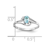 14k White Gold 5x3mm Oval Blue Topaz VS Diamond ring