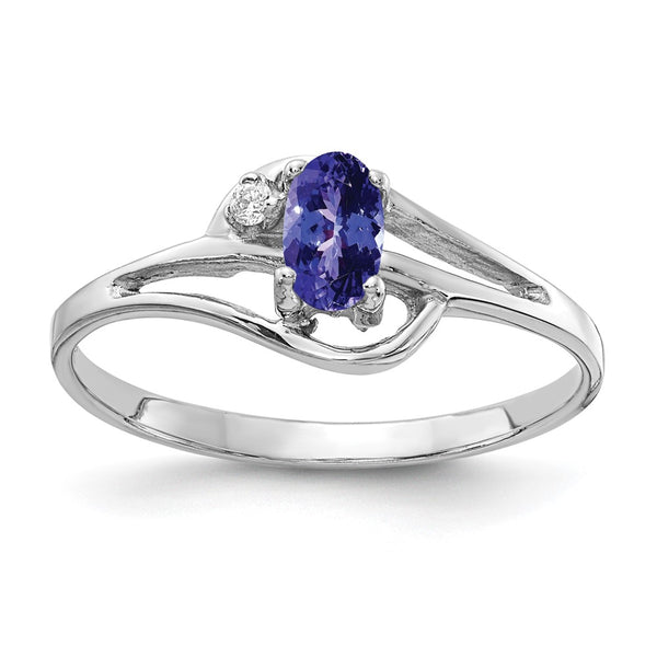 14k White Gold 5x3mm Oval Tanzanite A Diamond ring