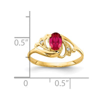 14k 6x4mm Oval Ruby AA Diamond ring