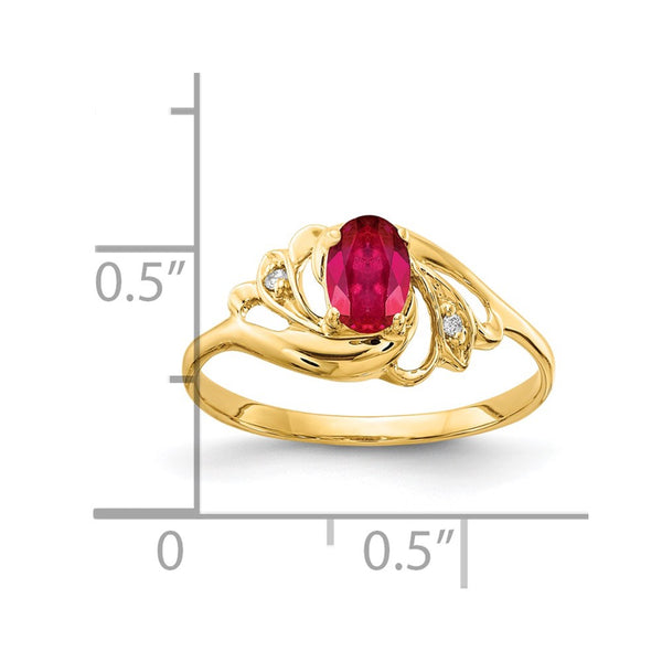14k 6x4mm Oval Ruby AA Diamond ring