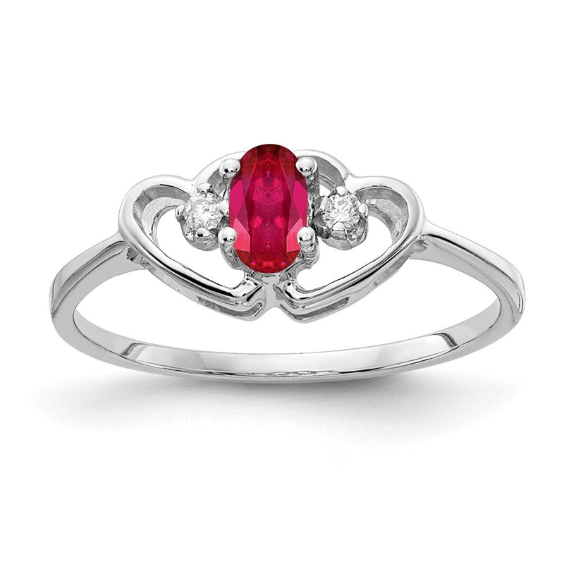 14k White Gold 5x3mm Oval Ruby VS Diamond ring
