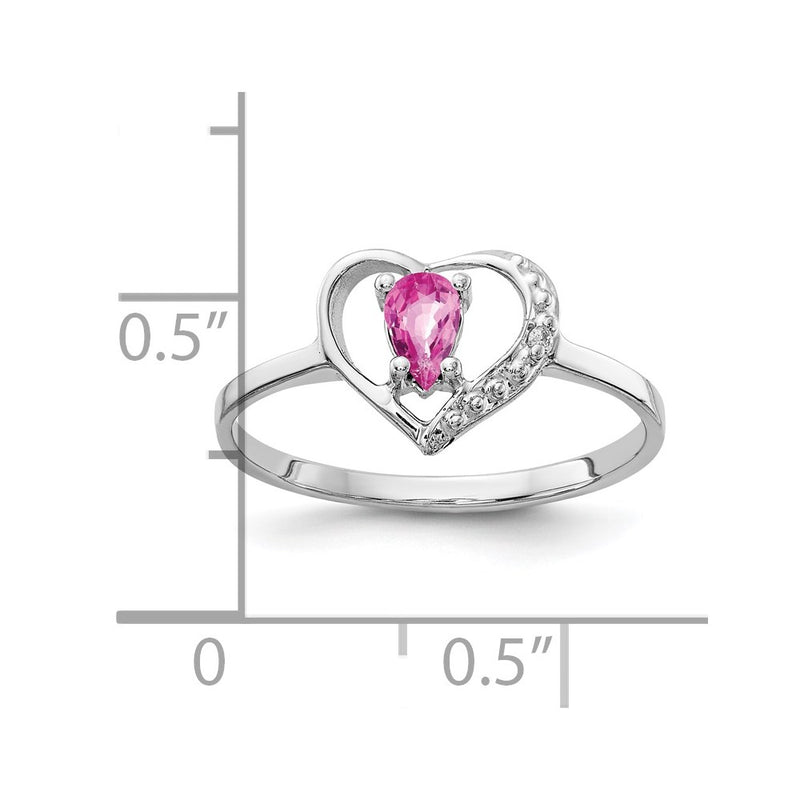 14k White Gold 5x3mm Pear Pink Sapphire A Diamond ring