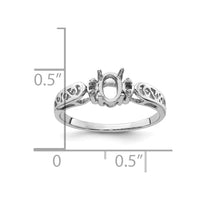 14k White Gold Polished .04ct. Diamond & 6x4 Oval Gemstone Ring Mounting