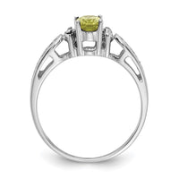 14k White Gold 6x4mm Oval Peridot AAA Diamond ring