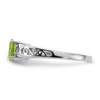 14k White Gold 6x4mm Oval Peridot AAA Diamond ring