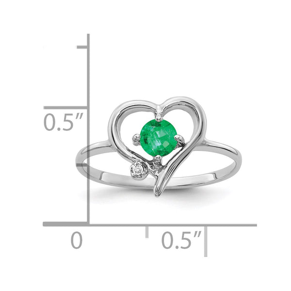 14k White Gold 4mm Emerald AAA Diamond ring