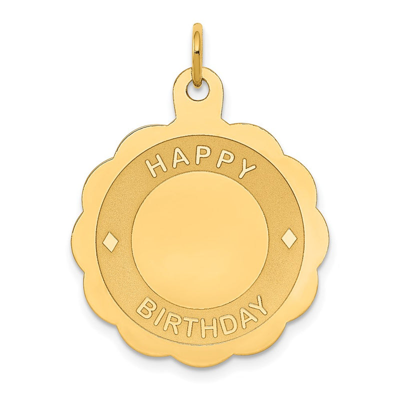 14k HAPPY BIRTHDAY Disc Pendant