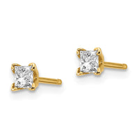 14k AA Quality Complete Princess-cut Diamond Stud Earrings