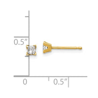 14k AA Quality Complete Princess-cut Diamond Stud Earrings