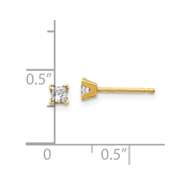 14k AA Quality Complete Princess-cut Diamond Stud Earrings