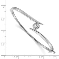 14k White Gold AAA Diamond Hinged Bangle