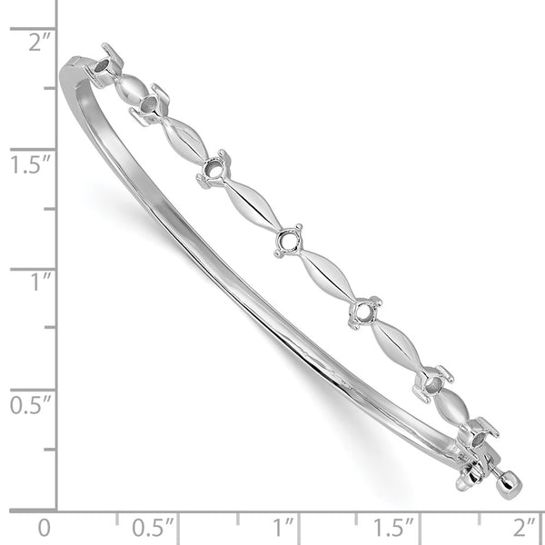14k White Gold Hinged Bangle Bracelet Mounting