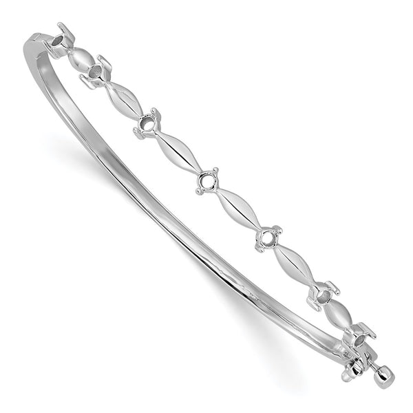 14k White Gold Hinged Bangle Bracelet Mounting