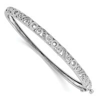 14k White Gold Hinged Swirl Design Bangle Mounting
