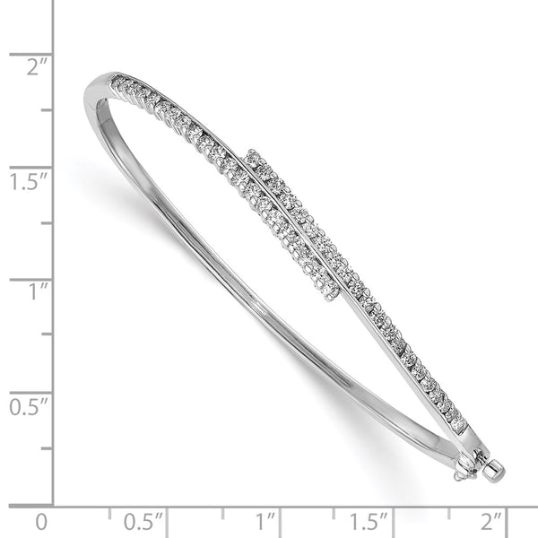 14k White Gold A Diamond Hinged Bangle