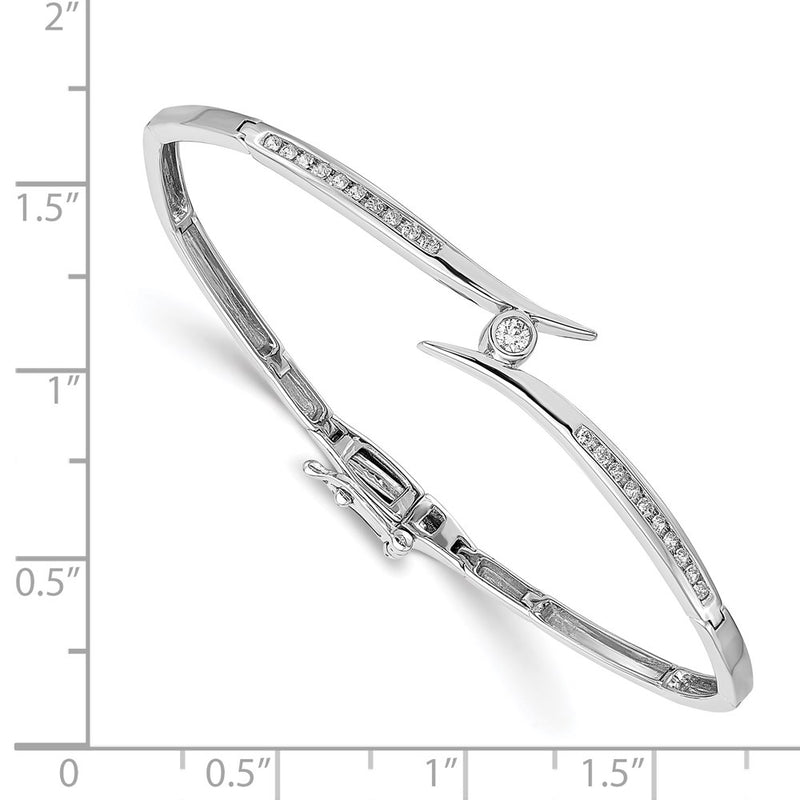 14k White VS Diamond Hinged Bangle Bracelet