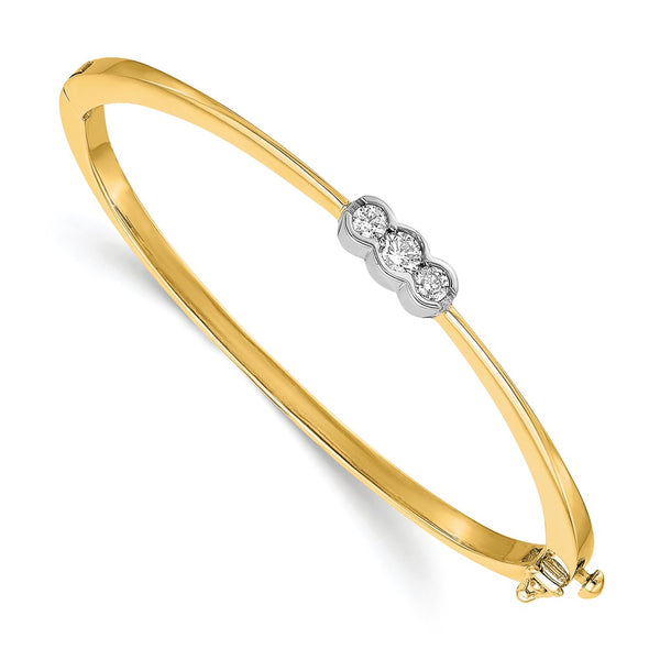14k Two-tone VS Diamond Hinged Bangle