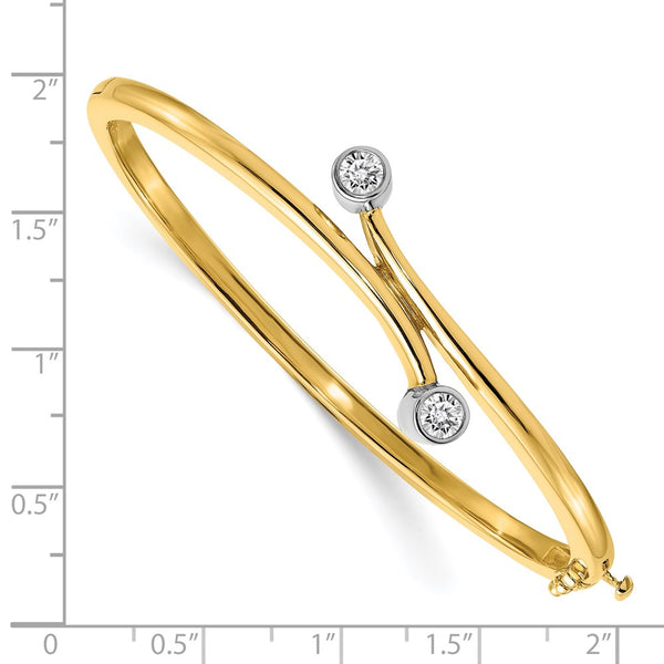 14k Two-tone VS Diamond Hinged Bangle