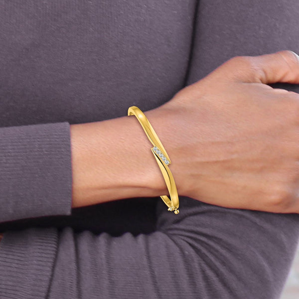 14k AAA Diamond Hinged Bangle