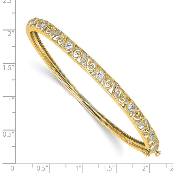 14k AAA Diamond Hinged Bangle