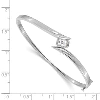 14k White Gold AAA Diamond Hinged Bangle
