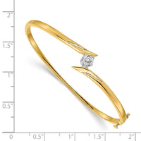 14k Two-tone AA Diamond Hinged Bangle