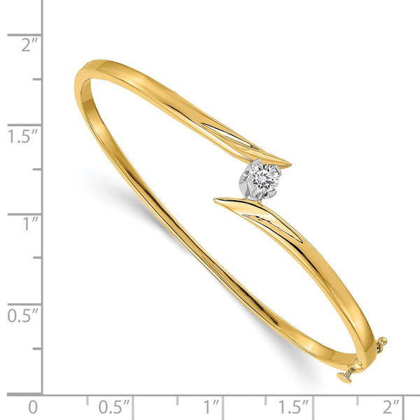 14k Two-tone AA Diamond Hinged Bangle