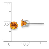 14k White Gold 5mm Citrine Stud Earrings