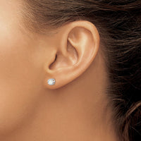 14k White Gold 4mm Bezel October/Opal Post Earrings