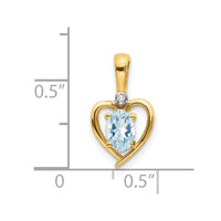 14k Aquamarine and Diamond Heart Pendant