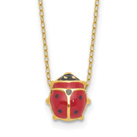 14K Enameled Ladybug 17inch with 1in ext. Necklace