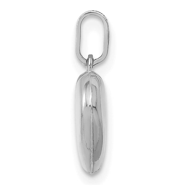 14K White Gold Polished 3-D Heart Pendant