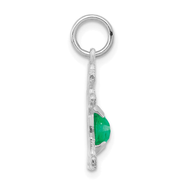 14K White Gold Girl 6x4 Oval Genuine Emerald-May